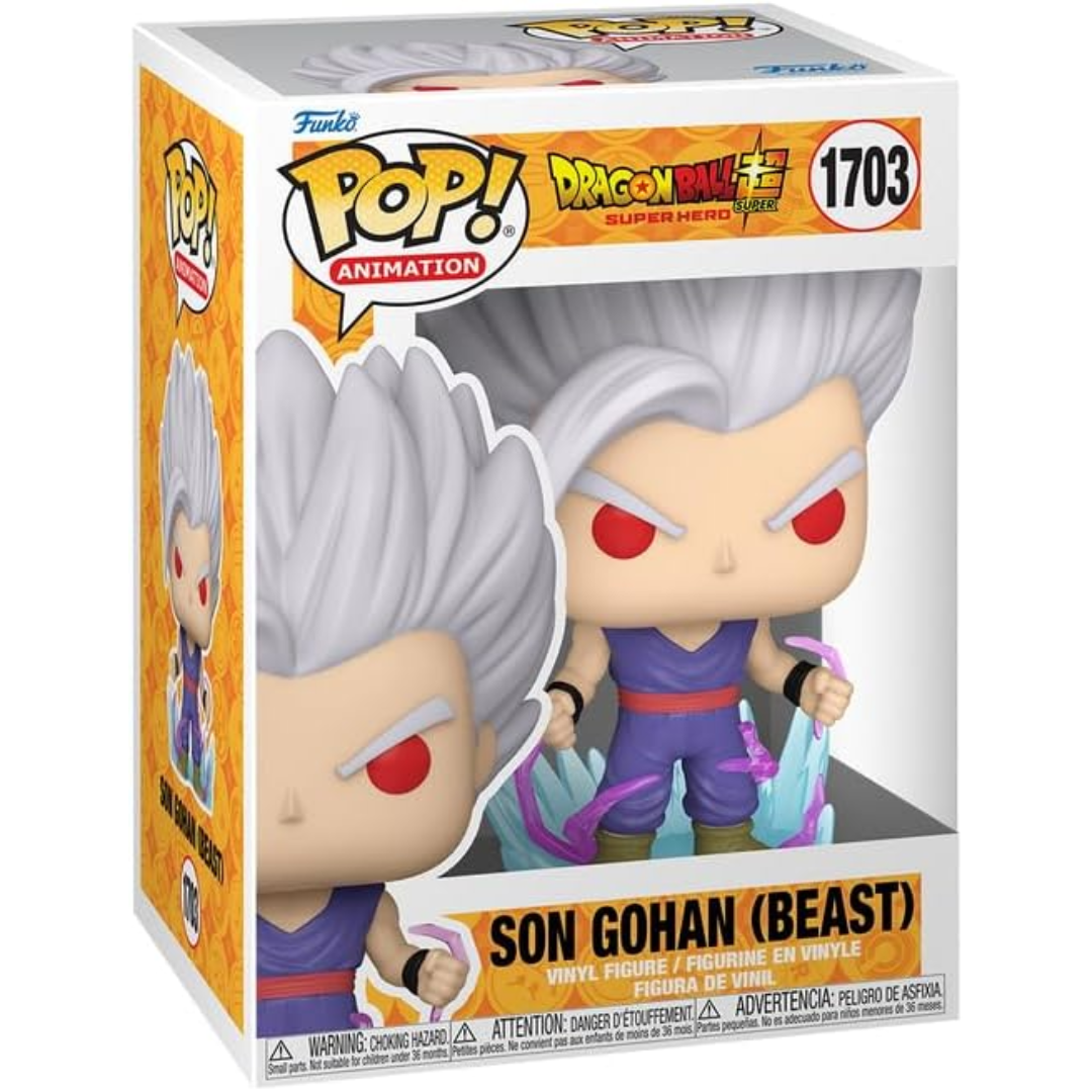 pop! dragon ball super: super hero son gohan (bestia) #1703 con funda protectora compatible pop! dragon ball super: super hero son gohan (bestia) #1703 con funda protectora compatible